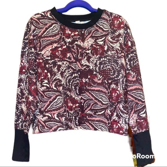 NWT Joie Caleigh Abstract Berry Plum Paisley Cropped Sweatshirt - Picture 1 of 5